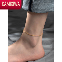 KAMIXIWA蛇骨脚链女夏2021新款潮玫瑰金好看的高级感ins加长钛钢不掉色