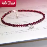 KAMIXIWA石榴石脚链气质女生高级感酒红石榴石脚链精致女款脚链