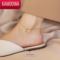 KAMIXIWA小众设计高级感ins潮k金色时尚可爱笑脸脚链女生足链不掉色脚踝链