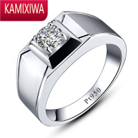 KAMIXIWA大福莫桑钻石霸气老板戒 PT950铂金戒指 白金结婚钻戒男士
