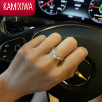 KAMIXIWA小众宋慧乔约瑟芬皇冠珍珠V形戒指 高光淡水珠叠戴副戒女