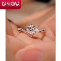 KAMIXIWA为爱加冕]银莫桑石钻戒仿钻石假戒指女订求婚结婚对戒闭口