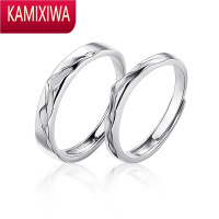 KAMIXIWA《山无棱》对戒情侣款戒指银一对小众设计开口素圈定制刻字