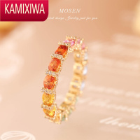 KAMIXIWA甜酷风摩天轮彩虹宝石戒指浪漫童话镶钻梦幻戒指女七彩闪钻戒指