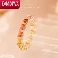 KAMIXIWA甜酷风摩天轮彩虹宝石戒指浪漫童话镶钻梦幻戒指女七彩闪钻戒指