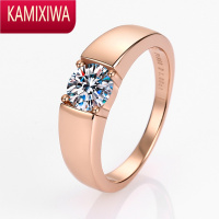 KAMIXIWAD色莫桑石钻戒男士银玫瑰金一克拉经典彩金钻石戒指男