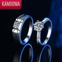 KAMIXIWAD色莫桑石戒指钻石1克拉钻戒情侣对戒男女一对求婚结婚送女友