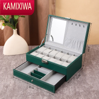KAMIXIWA双层带镜子大容量手表首饰收纳盒耳钉耳环项链戒指饰品眼镜展示盒