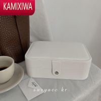 KAMIXIWAsuzyacc kr简约皮质首饰盒便携饰品盒耳饰项链戒指大容量收纳盒