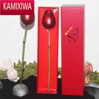 KAMIXIWA送礼金属玫瑰花礼盒玫瑰树脂底托戒指项链首饰情人节七夕礼物包装