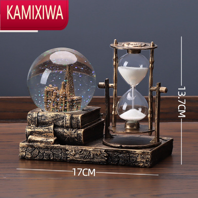 KAMIXIWA复古水晶球沙漏计时器创意摆件酒柜客厅居装饰品个性房间电视柜