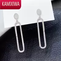 KAMIXIWADEFOR回形针别针长款耳饰银链条耳环宋慧乔宋茜明星耳坠