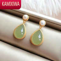 KAMIXIWA和田玉耳坠女 妈妈款耳环 高级感气质银耳饰母亲节礼物