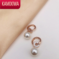 KAMIXIWA2022年新款银珍珠耳环吊坠气质母贝镂空耳饰玫瑰金甜美耳扣