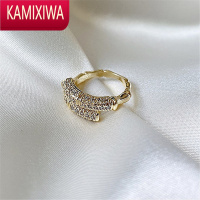 KAMIXIWA可思]2022年春季新款ins风韩版轻奢镶钻错位开口食指戒指女潮