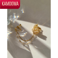 KAMIXIWALUCA独蝴蝶不对称耳环灵动趣味珍珠耳环耳挂2022年新款潮流苏链耳饰