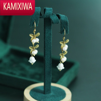 KAMIXIWA设计师小众 山谷百合 文艺复古珍珠铃兰长款耳环耳饰