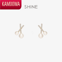 KAMIXIWASHINE小众设计感几何珍珠水钻拼接简约风耳钉耳饰