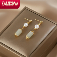 KAMIXIWA小巧精致和田玉耳钉女复古风珍珠耳坠小众高级感S银针耳饰