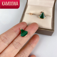 KAMIXIWA扇形耳环小裙子耳拍银镀玫瑰金白贝母耳钉小扇子耳坠气质女