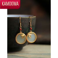 KAMIXIWA中国风和田玉平安扣银耳环女夏季小众高级感轻奢耳坠耳饰