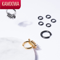 KAMIXIWA/黑头设计师潮牌 套环装饰耳环三色可选单支男女情侣耳饰