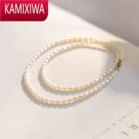 KAMIXIWA极细淡水粒小珍珠项链女冬超细小珠ins小众设计轻奢14k金