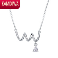 KAMIXIWAFanci银饰 银项链女气质简约设计感曲线吊坠锁骨链