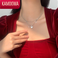 KAMIXIWA 项链女设计感高级爱心双层银轻奢小众锁骨链