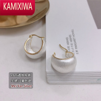 KAMIXIWA新款s银手工拉丝耳扣泰国轻奢气质经典女款韩版素银耳环耳饰