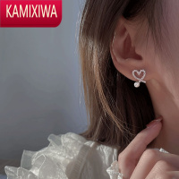 KAMIXIWA爱心珍珠耳钉银女小众设计感耳环女夏2022年新款潮镶嵌锆石耳饰