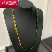 KAMIXIWA祖母绿玛瑙多带玉髓拼接水晶玉石项链新中式国潮手链首饰民族风