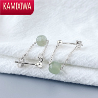 KAMIXIWA和田玉耳坠女轻奢小众时尚ins风简约设计感S银玉坠耳钉