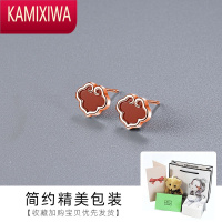 KAMIXIWA2022年新款潮耳钉女银简约小如意红玛瑙玫瑰金彩金高级感耳饰