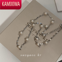 KAMIXIWAsuzyacc kr轻奢小众满天星银珍珠项链女2022年新款设计感锁骨链