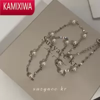 KAMIXIWAsuzyacc kr轻奢小众满天星银珍珠项链女2022年新款设计感锁骨链