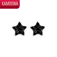 KAMIXIWA黑色星星银耳钉女气质简约冷淡风个性小清新网红