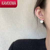 KAMIXIWA韩国花朵耳环小众设计感高级夏天气质黑色耳钉2022年新款潮防过敏
