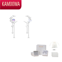 KAMIXIWA月亮耳钉女银轻奢气质新颖蝴蝶耳环生日情人节送女友2022年新款