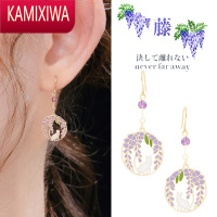 KAMIXIWA耳环紫藤花猫咪耳夹无耳洞铃兰耳坠气质耳钉小众日系耳饰