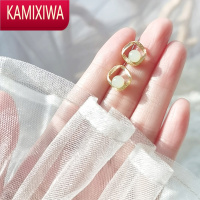 KAMIXIWA和田玉石耳钉女999银耳环2021年新款潮2022小众耳坠气质银耳饰