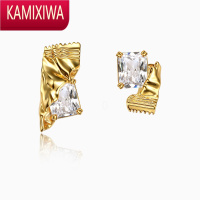 KAMIXIWA◆设计糖果锡纸不对称耳环俏皮趣味银针耳饰耳钉女
