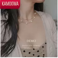 KAMIXIWAdemo轻奢双层满天星珍珠项链女锁骨链2022年新款潮简约气质颈链
