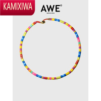 KAMIXIWA彩虹色串珠项链白百合明星糖果色情侣款搪瓷颈链