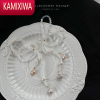 KAMIXIWA「精灵耳」超仙设计手作闪闪水晶紫色珍珠写耳钉项链女