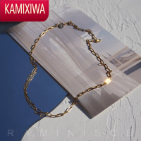 KAMIXIWARaminisce14K注金方形项链女小众设计感高级毛衣链轻奢锁骨链