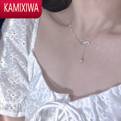 KAMIXIWA「恋人诗集」蝴蝶结项链女设计感颈链珍珠锁骨链银气质轻奢520