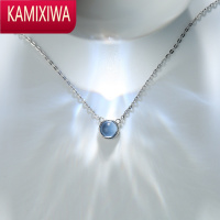 KAMIXIWA海洋之心项链轻奢小众设计感水晶吊坠女S银颈链锁骨链冷淡风