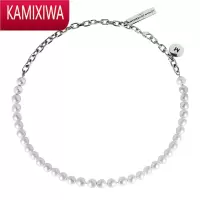 KAMIXIWAJSM淡水珍珠项链男女复古银锁骨链轻奢设计高级礼物颈链