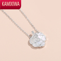 KAMIXIWAS银山茶花项链女贝母吊坠轻奢小众锁骨链韩版森系2022年新款
